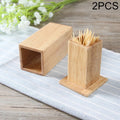 2 PCS Natural Bamboo Toothpick Box Square Restaurant Hotel Toothpick Can with Lid, Bamboo Toothpick Box Bamboo Toothpick Box