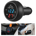 3 In 1 Car USB Charger Car Cigarette Lighter With Voltage Detection Display Multi-function Monitoring Table Red Blue