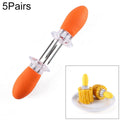 5 Pairs Outdoor BBQ Stainless Steel Corn Fork Fruit Fork Corn Device Orange