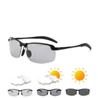Photochromic Sunglasses Day and Night Vision Driving Eyewear, Black, Gun Metal, Sliver Black