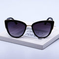 Fashion Cat Eye Vintage Gradient Glasses UV400 Sunglasses for Ladies, Black, Brown Black