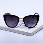 Fashion Cat Eye Vintage Gradient Glasses UV400 Sunglasses for Ladies, Black, Brown Black