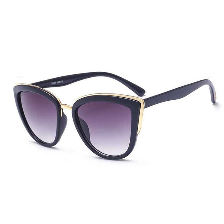 Fashion Cat Eye Vintage Gradient Glasses UV400 Sunglasses for Ladies, Black, Brown