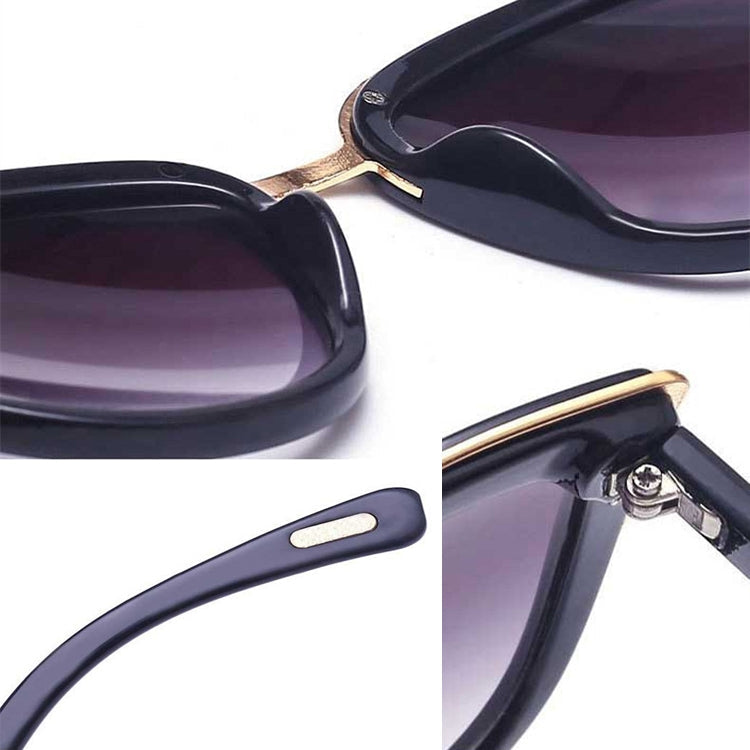 Fashion Cat Eye Vintage Gradient Glasses UV400 Sunglasses for Ladies, Black, Brown
