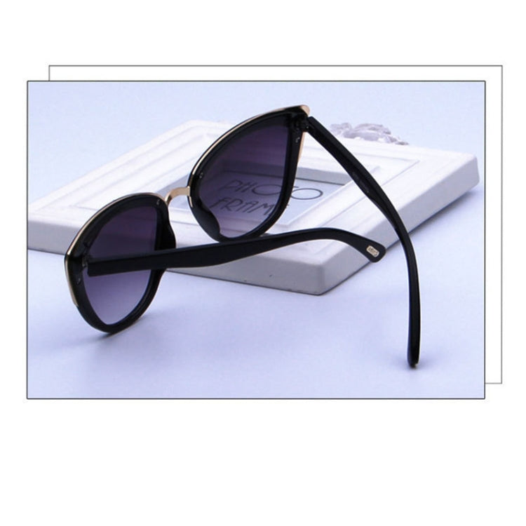 Fashion Cat Eye Vintage Gradient Glasses UV400 Sunglasses for Ladies, Black, Brown