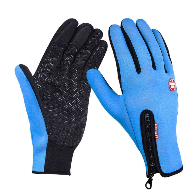 Outdoor Sports Hiking Winter Leather Soft Warm Bike Gloves For Men Women, L, M, S, XL – Waterproof, Leather M Blue