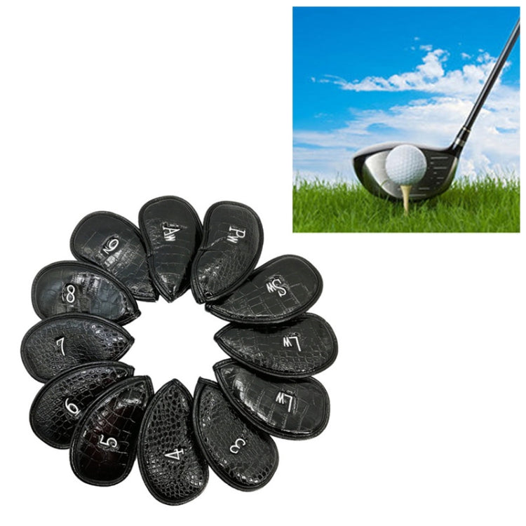 12 in 1 PU Leather Golf Club Cap Set, Black Litchi Texture Black Litchi Texture