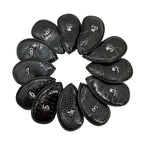 12 in 1 PU Leather Golf Club Cap Set, Black Litchi Texture