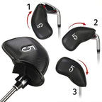 12 in 1 PU Leather Golf Club Cap Set, Black Litchi Texture