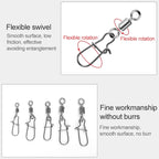 10pcs /Pack Stainless Steel Fishing Connector Bearing Rolling Swivel Connector Fishing Gear Accessories, 12(17mm), 10(20mm), 8(22mm), 7(25mm), 6(26mm), 5(29mm), 4(30mm), 3(34mm), 2(36mm), 1(40mm)