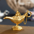 Aladdin Magic Lamp Metal Crafts Wish Lamp Aromatherapy Home Creative Decoration Gift – Durable Build, Easy to Use Gold