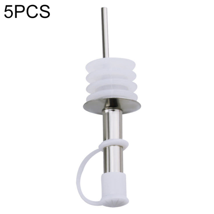 5 PCS Glass Bottle Stopper Stainless Steel Oil Stopper Silicone Stopper, White Hat Straight Mouth, White Hat Automatic Cap, Black Hat Straight Mouth, Black Hat Automatic Cap White Hat Straight Mouth
