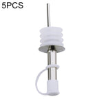 5 PCS Glass Bottle Stopper Stainless Steel Oil Stopper Silicone Stopper, White Hat Straight Mouth, White Hat Automatic Cap, Black Hat Straight Mouth, Black Hat Automatic Cap White Hat Straight Mouth