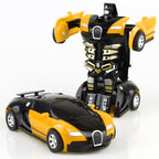 One-click Transforming Toy Car Impact Deformation Toy Model Car Yellow
