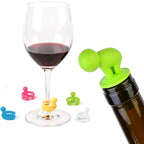 7 PCS Cartoon Silicone Sealed Spiral Red Wine Stopper + Cup Feet Set, Random Color Delivery, 7 PCS Cartoon Shape 7 PCS Cartoon Shape