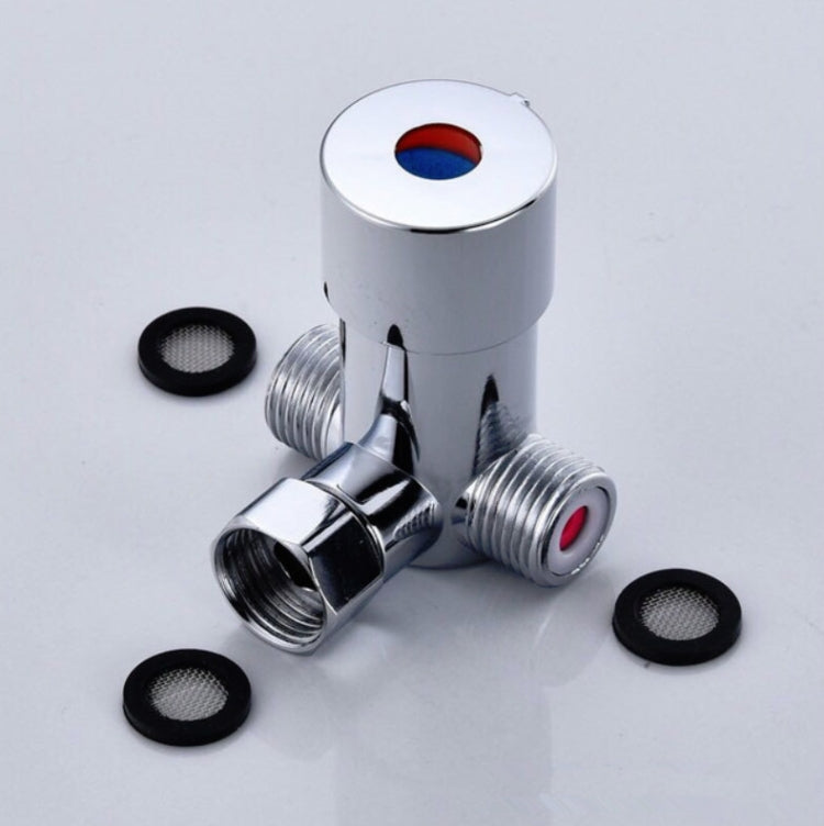 Brass Adjustable Temperature Three-way Valve Cold And Hot Water Mixing Switch Brass Induction Faucet, Three-way Valve Three-way Valve