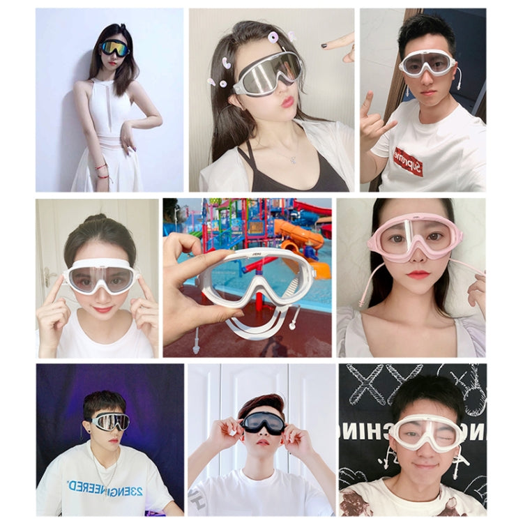 JIEHU JH8208DMJS Large Frame Waterproof and Anti-fog High-definition Eye Protection Swimming Goggles, JH8208DMJS(Smoke Green White), JH8208DMJS(Smoke Black), JH8208DMJS(Transparent White), JH8208DMJS(Transparent Pink), JH8208DMJS(Transparent Green) –...