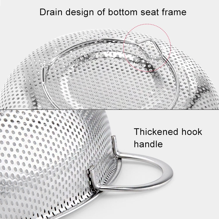 Stainless Steel Round Wash Basket Binaural Wash Rice Basket Drain Basin, 22cm, 25cm, 28cm, 31cm