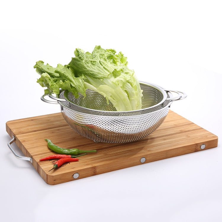 Stainless Steel Round Wash Basket Binaural Wash Rice Basket Drain Basin, 22cm, 25cm, 28cm, 31cm