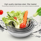 Stainless Steel Round Wash Basket Binaural Wash Rice Basket Drain Basin, 22cm, 25cm, 28cm, 31cm