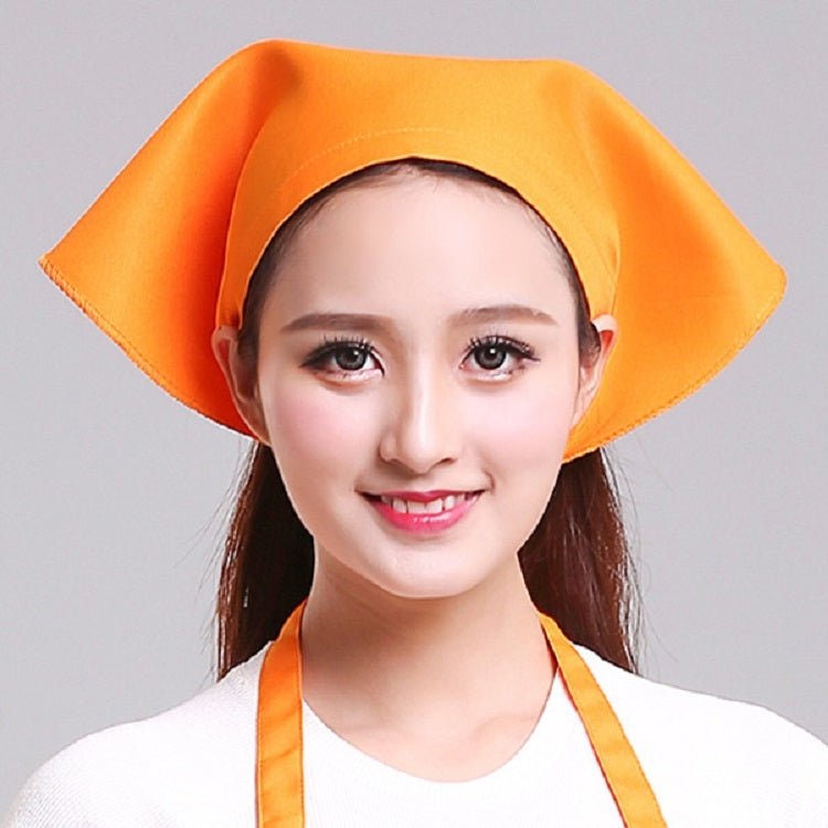 Waiter Men and Women Kitchen Work Turban Hat Triangle Scarf Chef Hat, Adjustable Adjustable Orange Sticky Buckle