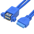 Motherboard 20pin Turn Double USB3.0 Extension Cable with Ear Baffle Cable, Blue – Magnetic, Data Transmission Blue