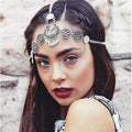 Silver Vintage Tassel Hair Jewelry Metal Coin Headband Long Punk Head Chain Piece Forehead Headpiece Default Title