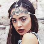 Silver Vintage Tassel Hair Jewelry Metal Coin Headband Long Punk Head Chain Piece Forehead Headpiece Default Title