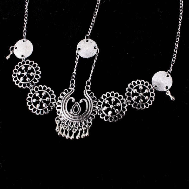 Silver Vintage Tassel Hair Jewelry Metal Coin Headband Long Punk Head Chain Piece Forehead Headpiece