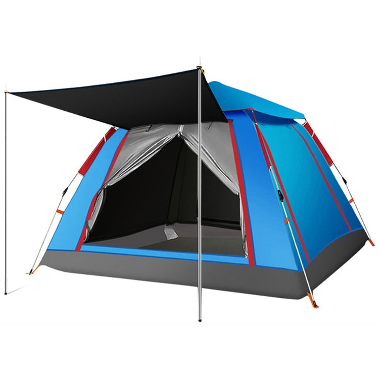 Outdoor 3-4 People Beach Thickening Rainproof Automatic Speed Open Four-sided Camping Tent, Automatic Vinyl, Upgraded Large Vinyl Automatic Vinyl Sky Blue