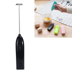 Electric Handheld Home Kitchen Egg Beater Mini Stainless Steel Egg Coffee Milk Tea Blender Black