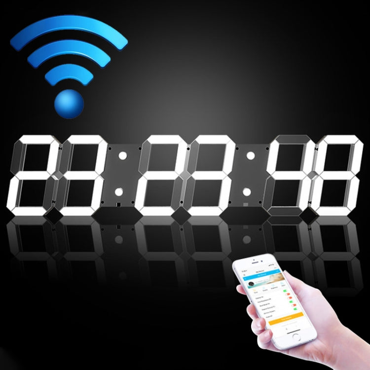 Creative LED Digital Wall Clock Multi-function WIFI Clock, 6 Bit Hollow WIFI, 6 Bit Sealed Box WIFI 6 Bit Hollow WIFI White