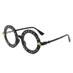 Women Vintage Round Frame Gradient Shades Sun Glasses, Transparent, Black Gray, Orange, Silver, Yellow, Pink, Black and Pink