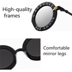 Women Vintage Round Frame Gradient Shades Sun Glasses, Transparent, Black Gray, Orange, Silver, Yellow, Pink, Black and Pink