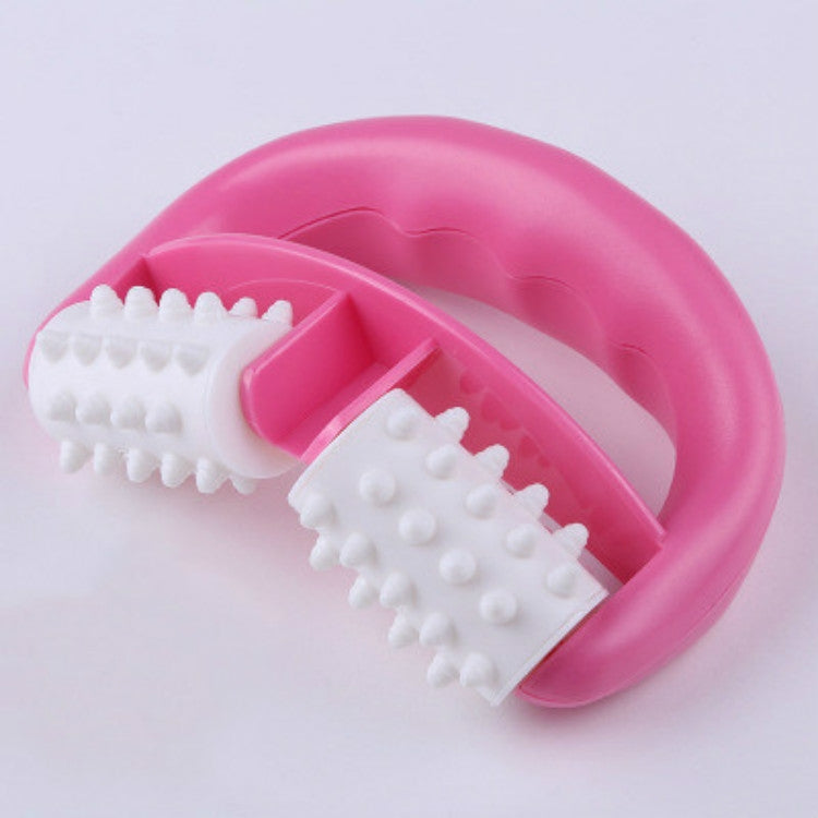 T9142 Plastic Manual Two-wheel Massager Round Handle Massager – Durable Build, Easy to Use Red