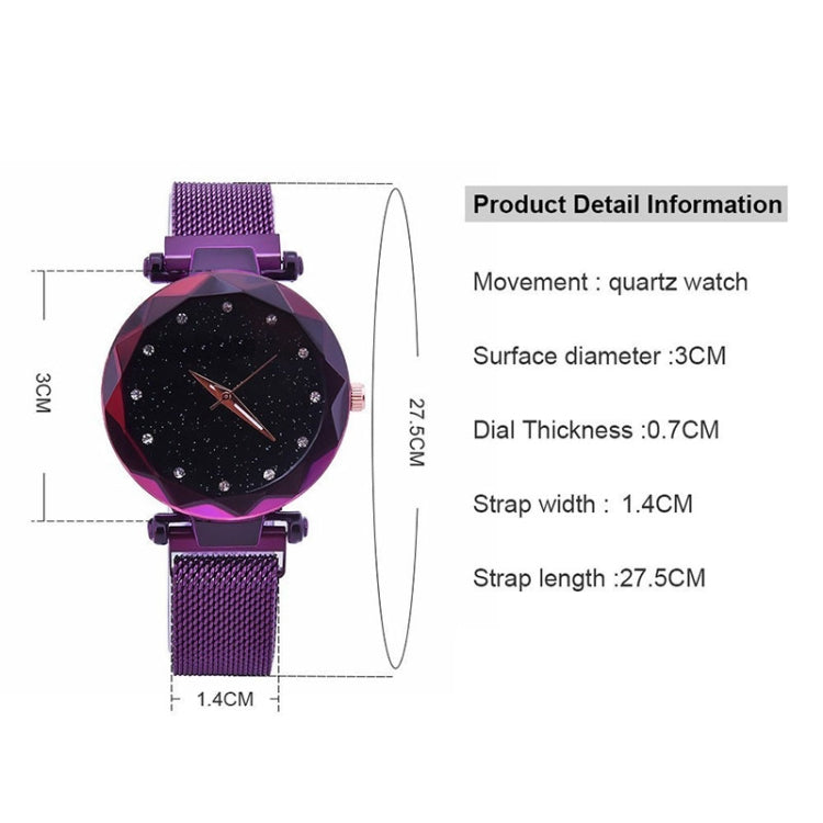 Wrist Watch – Luxury Mesh Ladies Clock Magnet Buckle Starry Diamond Geometric Quartz...