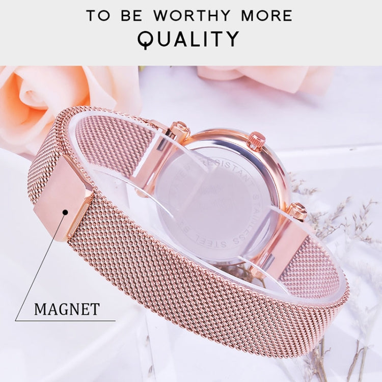 Wrist Watch – Luxury Mesh Ladies Clock Magnet Buckle Starry Diamond Geometric Quartz...