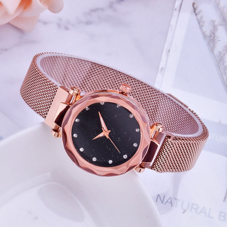 Wrist Watch – Luxury Mesh Ladies Clock Magnet Buckle Starry Diamond Geometric Quartz...