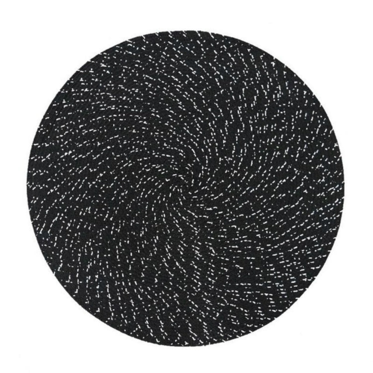 2 PCS PP Round Oval Woven Placemat, Diameter 36cm, Diameter 18cm Diameter 36cm Black