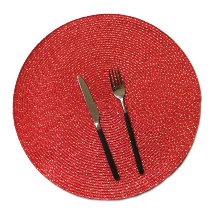 2 PCS PP Round Oval Woven Placemat, Diameter 36cm, Diameter 18cm – Durable Build, Easy to Use Diameter 18cm Red