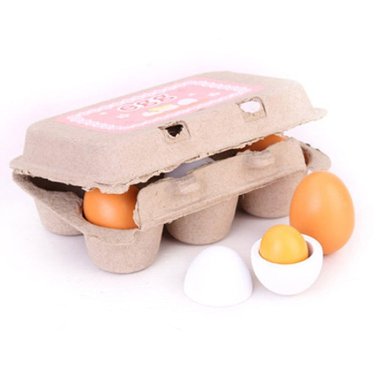 6 PCS Wooden Eggs Yolks Simulated Kitchen Food Cooking Toys Set Pretend Play For Children, 6 PCS Eggs 6 PCS Eggs