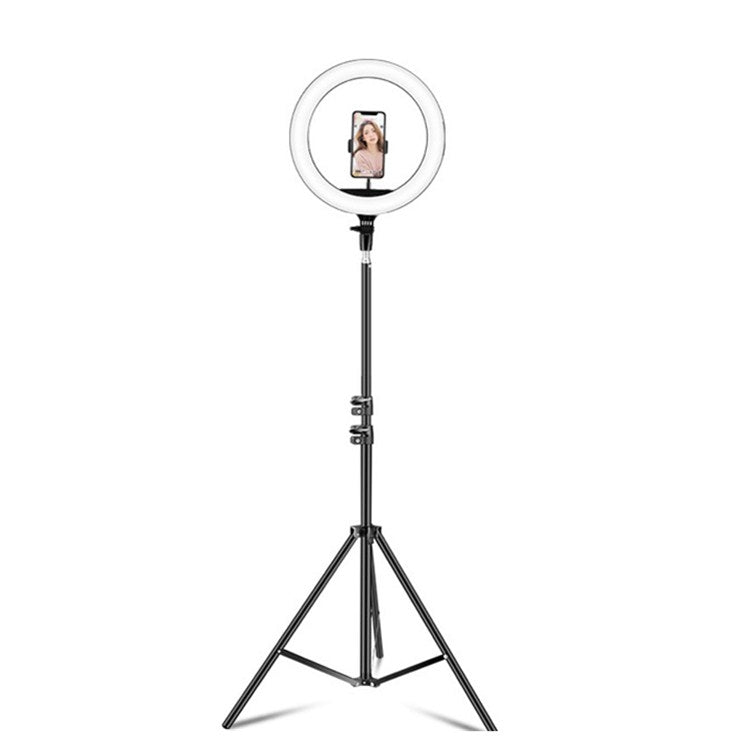Dimmable Color Temperature LED Ring Fill Light Live Broadcast Set, 14 inch+Phone Clip With 2.1m Tripod Mount, CN Plug, 18 inch+ Phone Clip With 2.1m Tripod Mount, CN Plug, 18 inch+6 Phone Clips+Microphone Pole With 2.1m Tripod Mount, CN Plug 14 inch+Phone Clip With 2.1m Tripod Mount, CN Plug