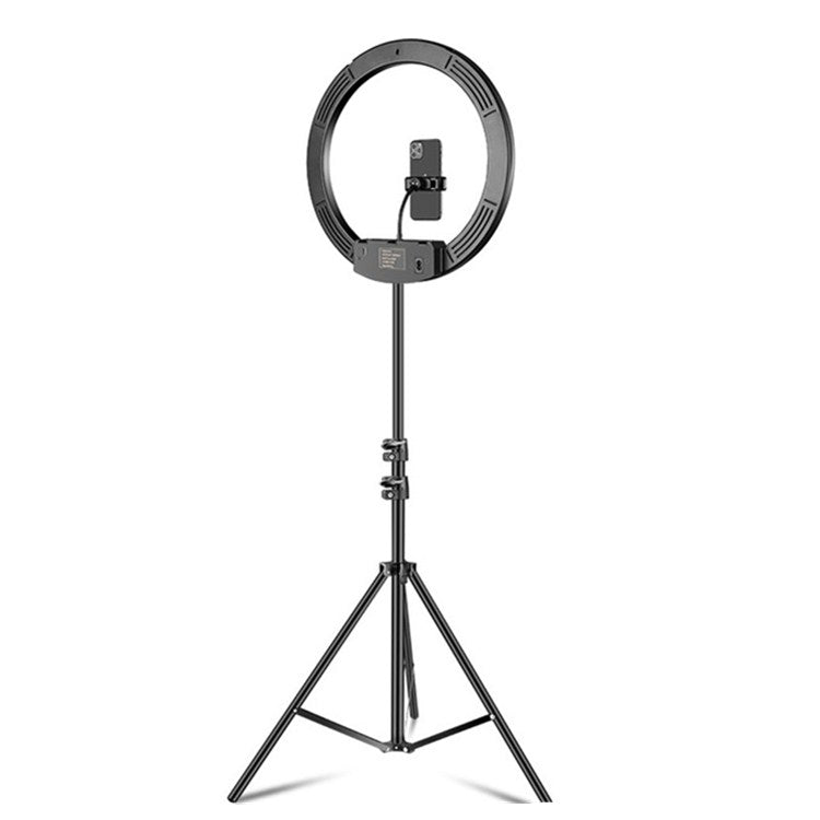 Dimmable Color Temperature LED Ring Fill Light Live Broadcast Set, 14 inch+Phone Clip With 2.1m Tripod Mount, CN Plug, 18 inch+ Phone Clip With 2.1m Tripod Mount, CN Plug, 18 inch+6 Phone Clips+Microphone Pole With 2.1m Tripod Mount, CN Plug 18 inch+ Phone Clip With 2.1m Tripod Mount, CN Plug