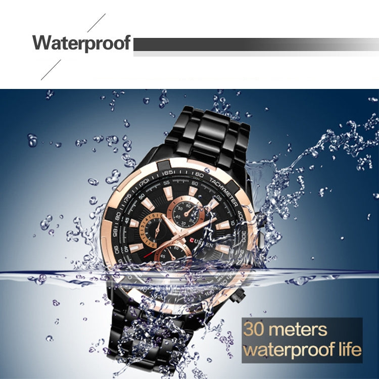CURREN 8023 Men Stainless Steel Analog Sport Quartz Watch, White case white face, Silver case gold face, Silver case gold ring black face, Black case white face, Black case black face, Black case gold ring white face, Black case gold face...