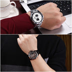 CURREN 8023 Men Stainless Steel Analog Sport Quartz Watch, White case white face, Silver case gold face, Silver case gold ring black face, Black case white face, Black case black face, Black case gold ring white face, Black case gold face...