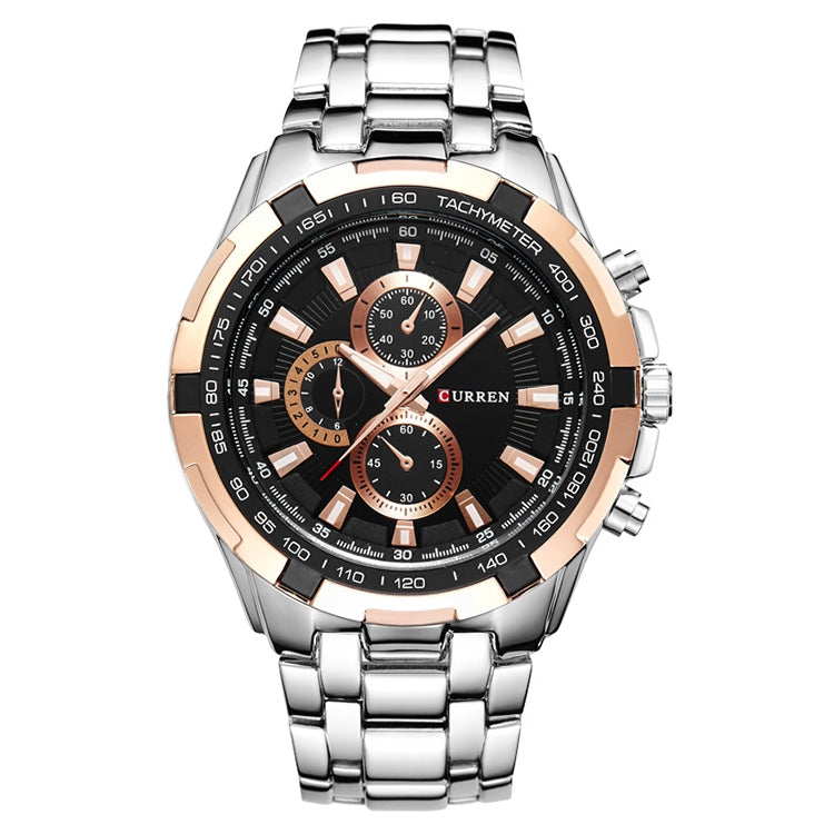 CURREN 8023 Men Stainless Steel Analog Sport Quartz Watch, White case white face, Silver case gold face, Silver case gold ring black face, Black case white face, Black case black face, Black case gold ring white face, Black case gold face... Silver case gold ring black face