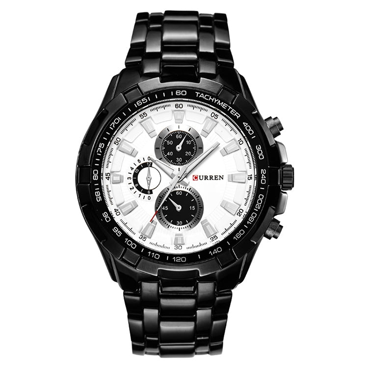 CURREN 8023 Men Stainless Steel Analog Sport Quartz Watch, White case white face, Silver case gold face, Silver case gold ring black face, Black case white face, Black case black face, Black case gold ring white face, Black case gold face... Black case white face