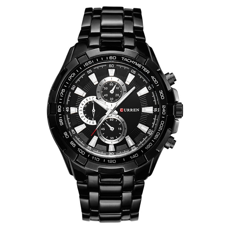 CURREN 8023 Men Stainless Steel Analog Sport Quartz Watch, White case white face, Silver case gold face, Silver case gold ring black face, Black case white face, Black case black face, Black case gold ring white face, Black case gold face... Black case black face
