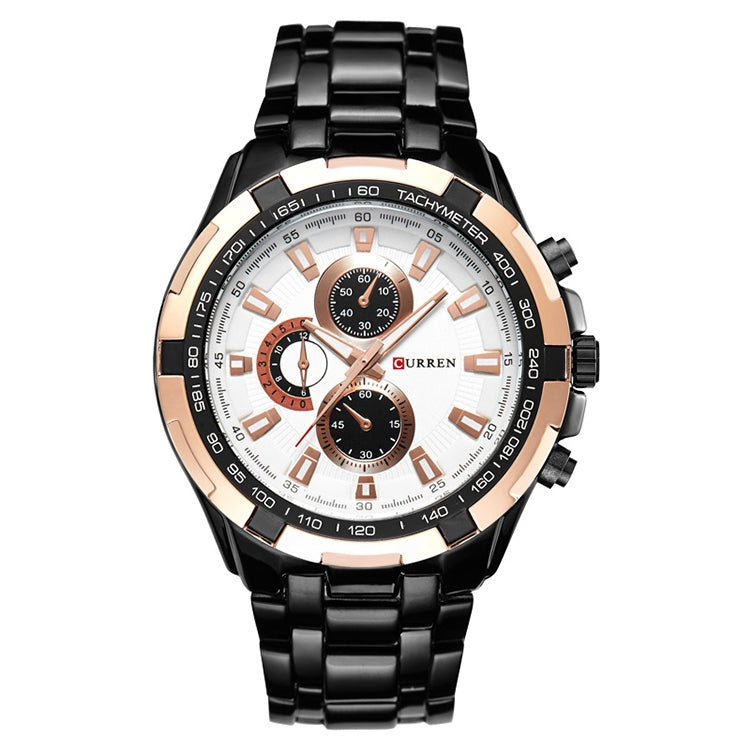 CURREN 8023 Men Stainless Steel Analog Sport Quartz Watch, White case white face, Silver case gold face, Silver case gold ring black face, Black case white face, Black case black face, Black case gold ring white face, Black case gold face... Black case gold ring white face
