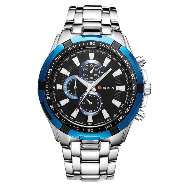 CURREN 8023 Men Stainless Steel Analog Sport Quartz Watch, White case white face, Silver case gold face, Silver case gold ring black face, Black case white face, Black case black face, Black case gold ring white face, Black case gold face... White case blue face